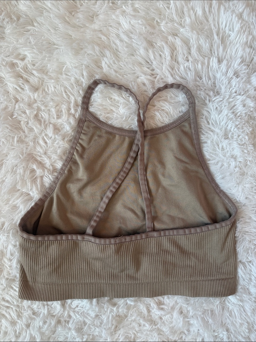 Nike Olive Ribbed Cross-Back Crop Tank - Picture 2 of 2